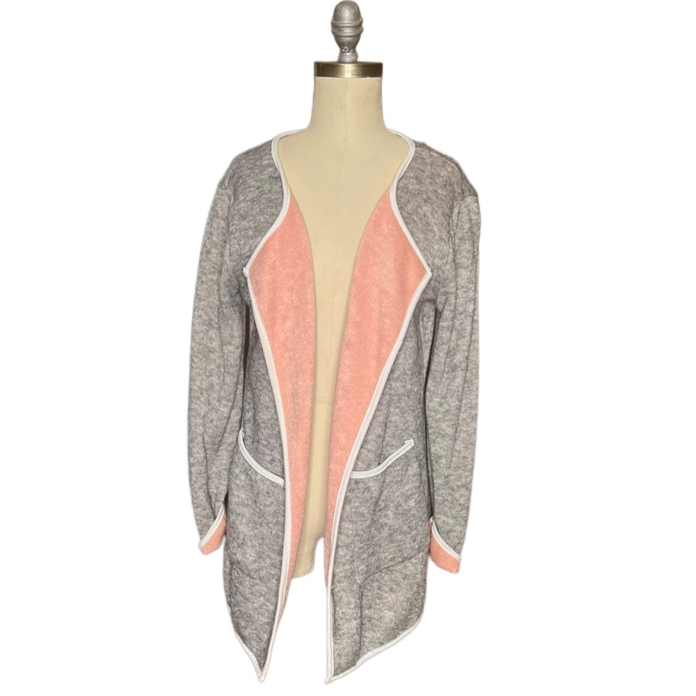 Helcarcii Grey and Pink Open Sweater Cardigan size L